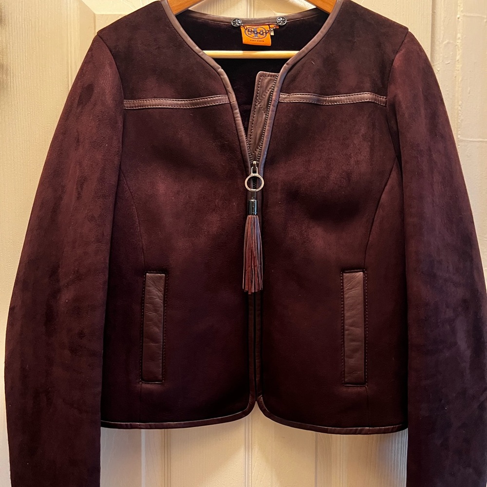 Tory Burch Women’s Shearling Jacket with Leather Details Size M